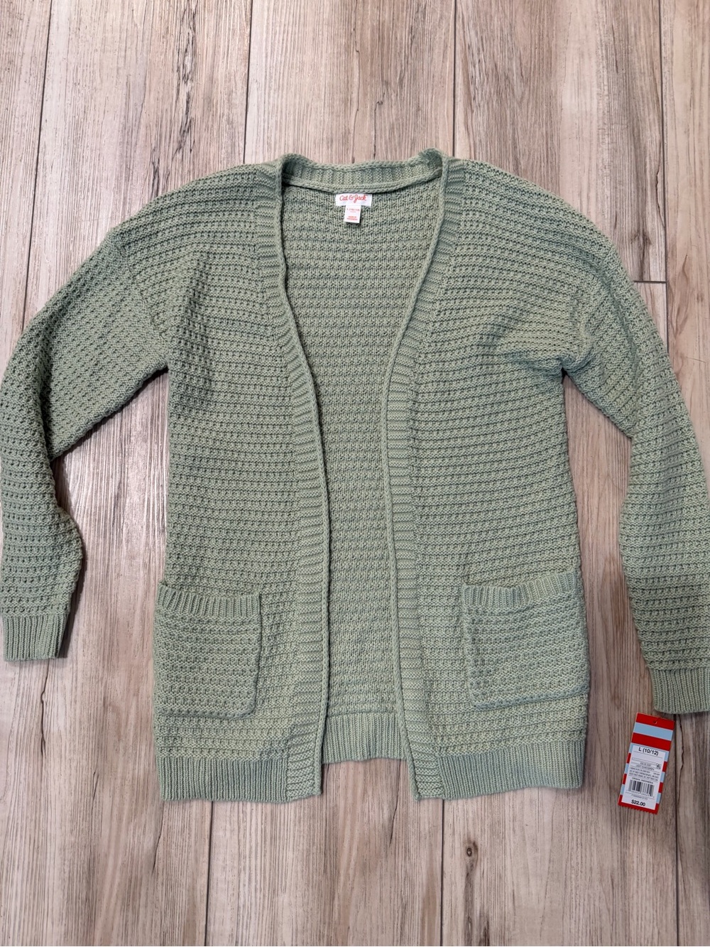 Cat & Jack Open-Front Knit Cardigan - Sage Green